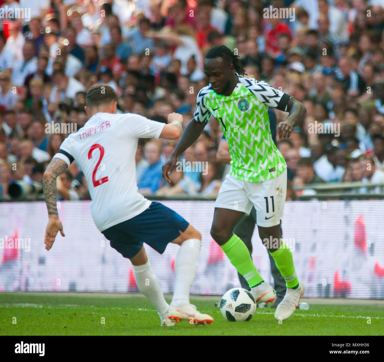 Wembley, Royaume-Uni. 2 juin 2018. L'Angleterre a pris sur le Nigeria, qui se préparent pour la Coupe du monde cet été. L'Angleterre a gagné le match 2 - 1. Banque D'Images