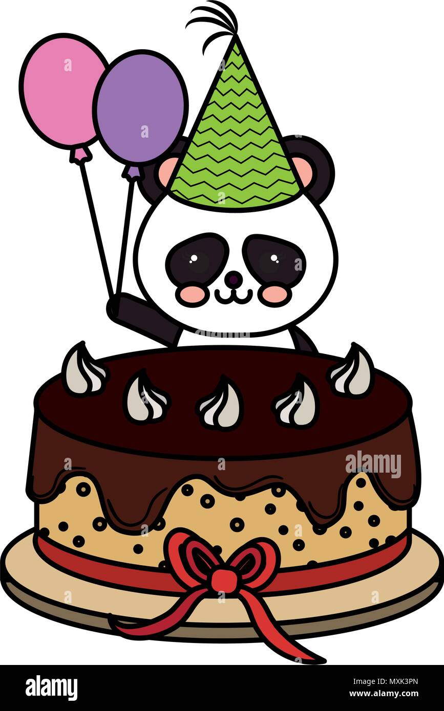 Cute Bear Panda Avec Caractere Kawaii Gateau Sucre Image Vectorielle Stock Alamy