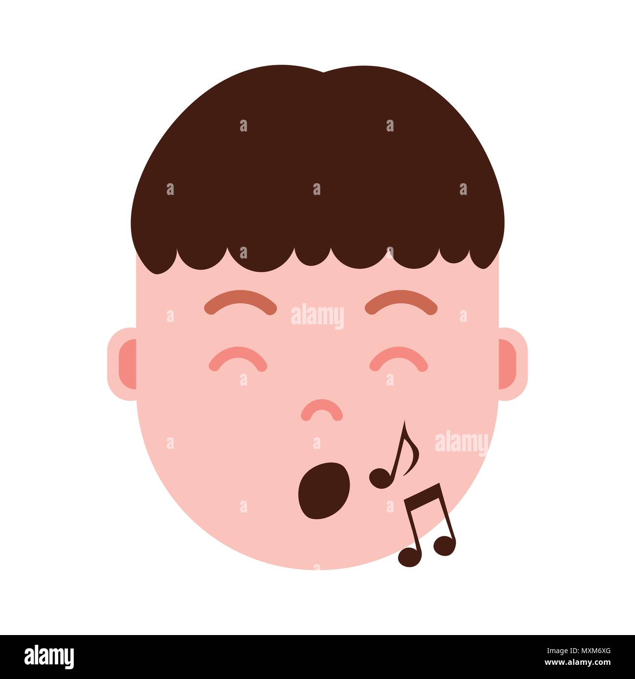 Tête de garçon personnage emoji icône avec émotions faciales, avatar de caractère, man show chantant face avec différentes émotions mâle. concept design plat. Illustration de Vecteur