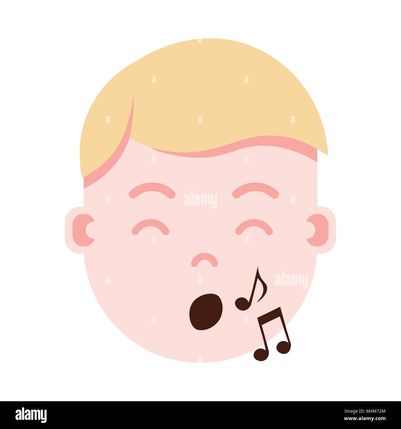 Tête de garçon personnage emoji icône avec émotions faciales, avatar de caractère, man show chantant face avec différentes émotions mâle. concept design plat. Illustration de Vecteur