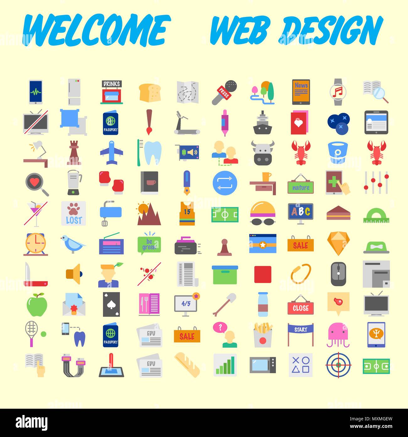 Ensemble d'icônes, Pack universel de qualité, Big Icon Collection. Vector illustration Illustration de Vecteur