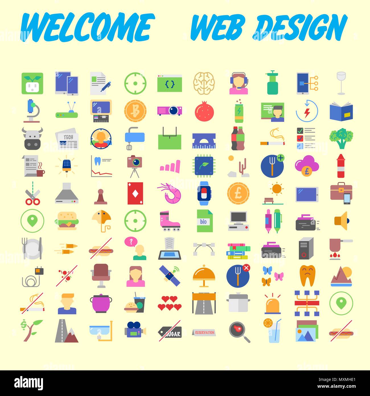 100 icônes universelles pour la conception web sur différents sujets. Vector illustration Illustration de Vecteur