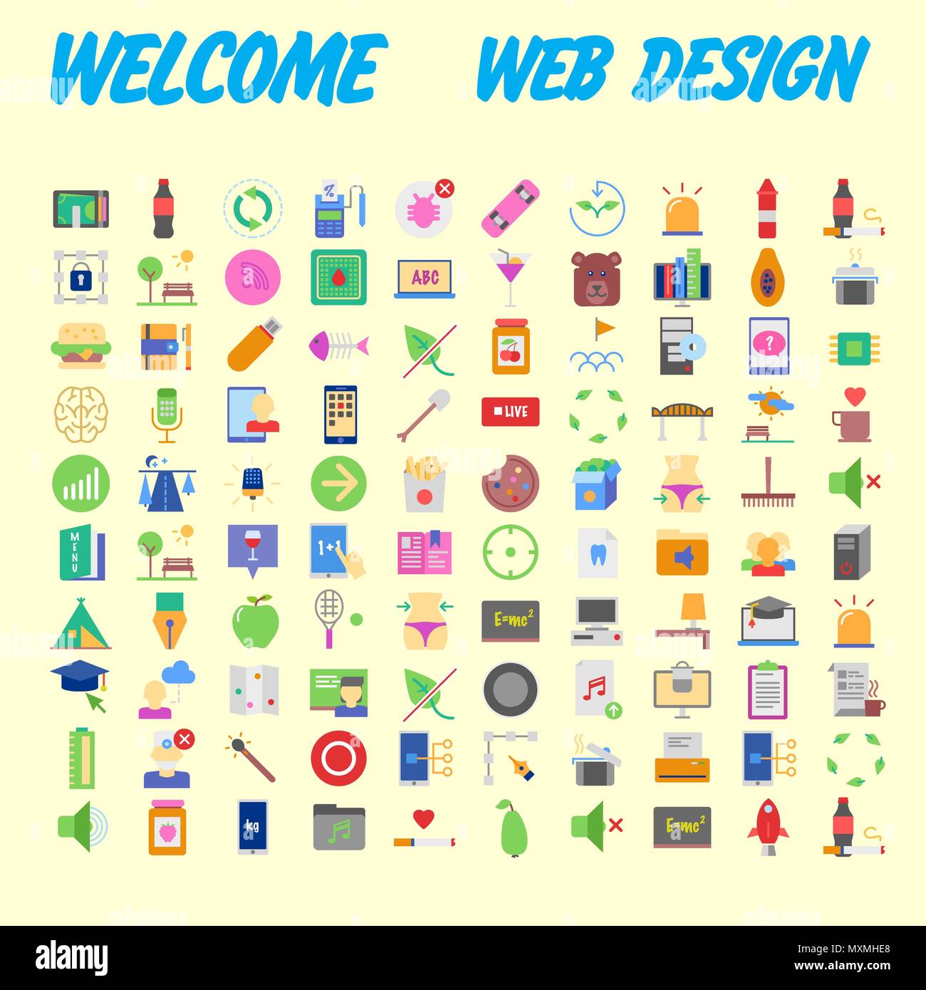 100 icônes universelles pour la conception web sur différents sujets. Vector illustration Illustration de Vecteur