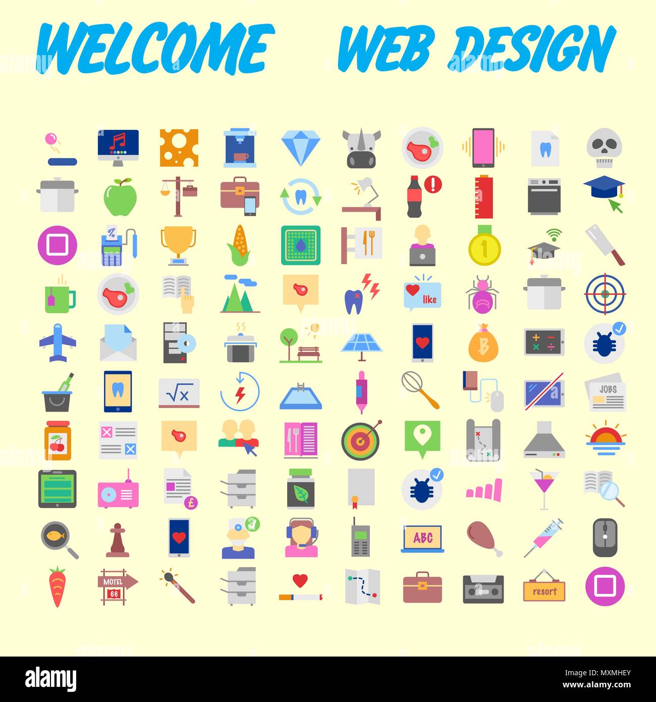 100 icônes universelles pour la conception web sur différents sujets. Vector illustration Illustration de Vecteur