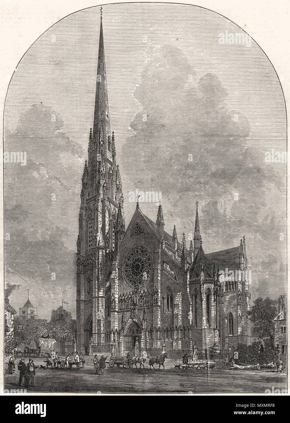 La nouvelle église catholique à Arundel, Sussex 1874. L'Illustrated London News Banque D'Images