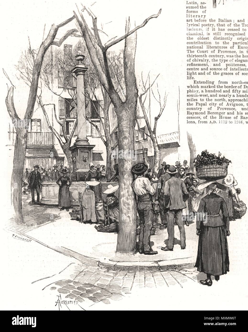 Un peu de la place du marché, Grasse. Alpes-Maritimes 1891. L'Illustrated London News Banque D'Images