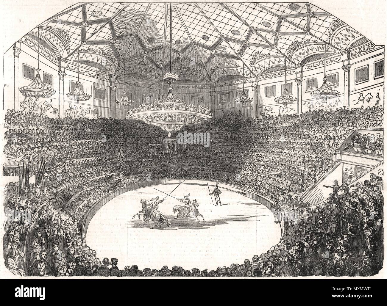 Inauguration du nouveau cirque d'hiver à Paris, 1852. L'Illustrated London News Banque D'Images