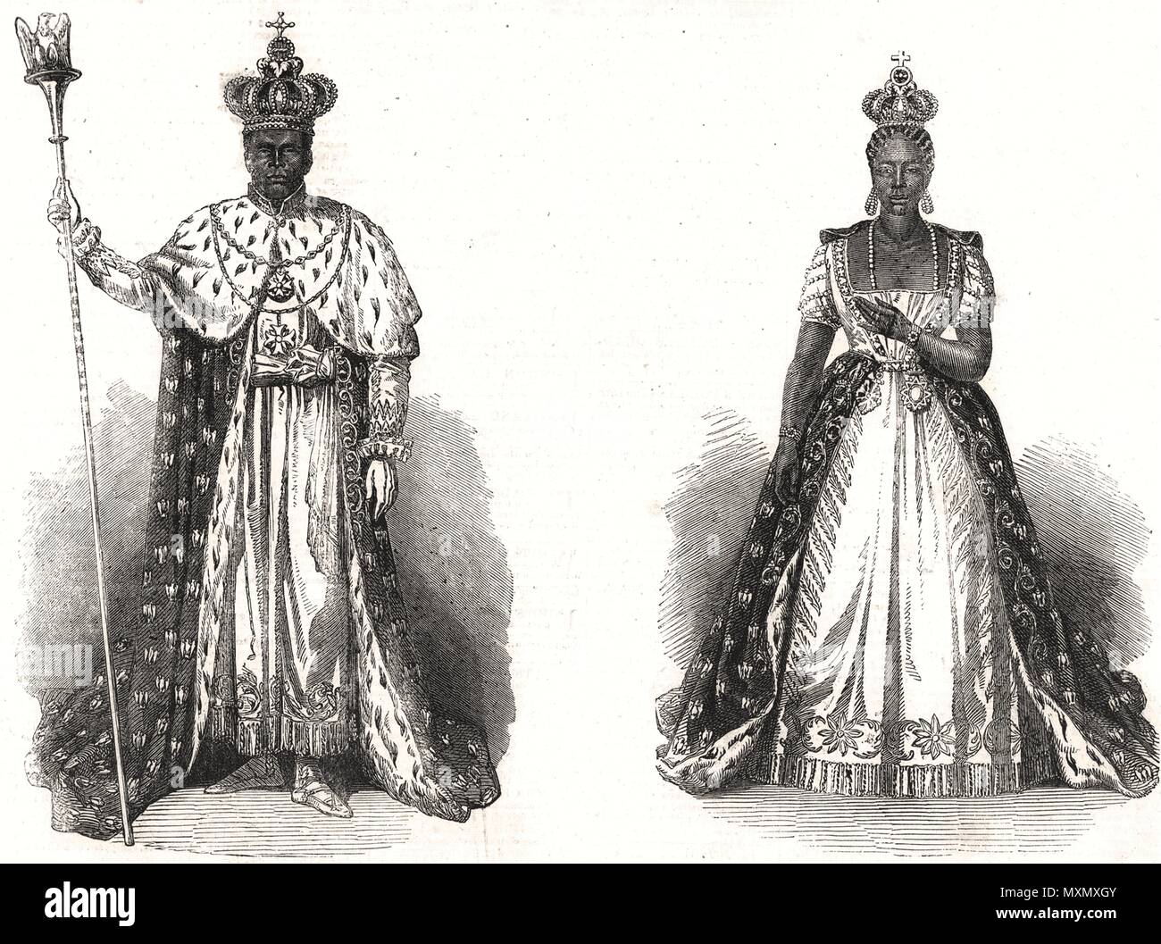 Faustin & Adelina, Empereur et Impératrice d'Haïti, à Coronation robes 1856. L'Illustrated London News Banque D'Images