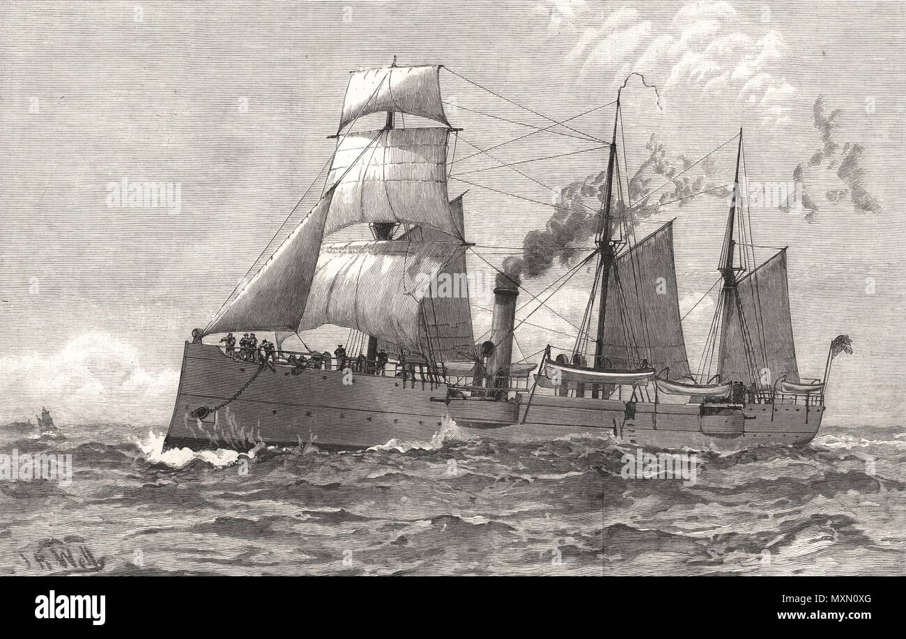 La Marine américaine U. S. S. Petrel, navire d'armes à feu. 1890 oiseaux. L'Illustrated London News Banque D'Images