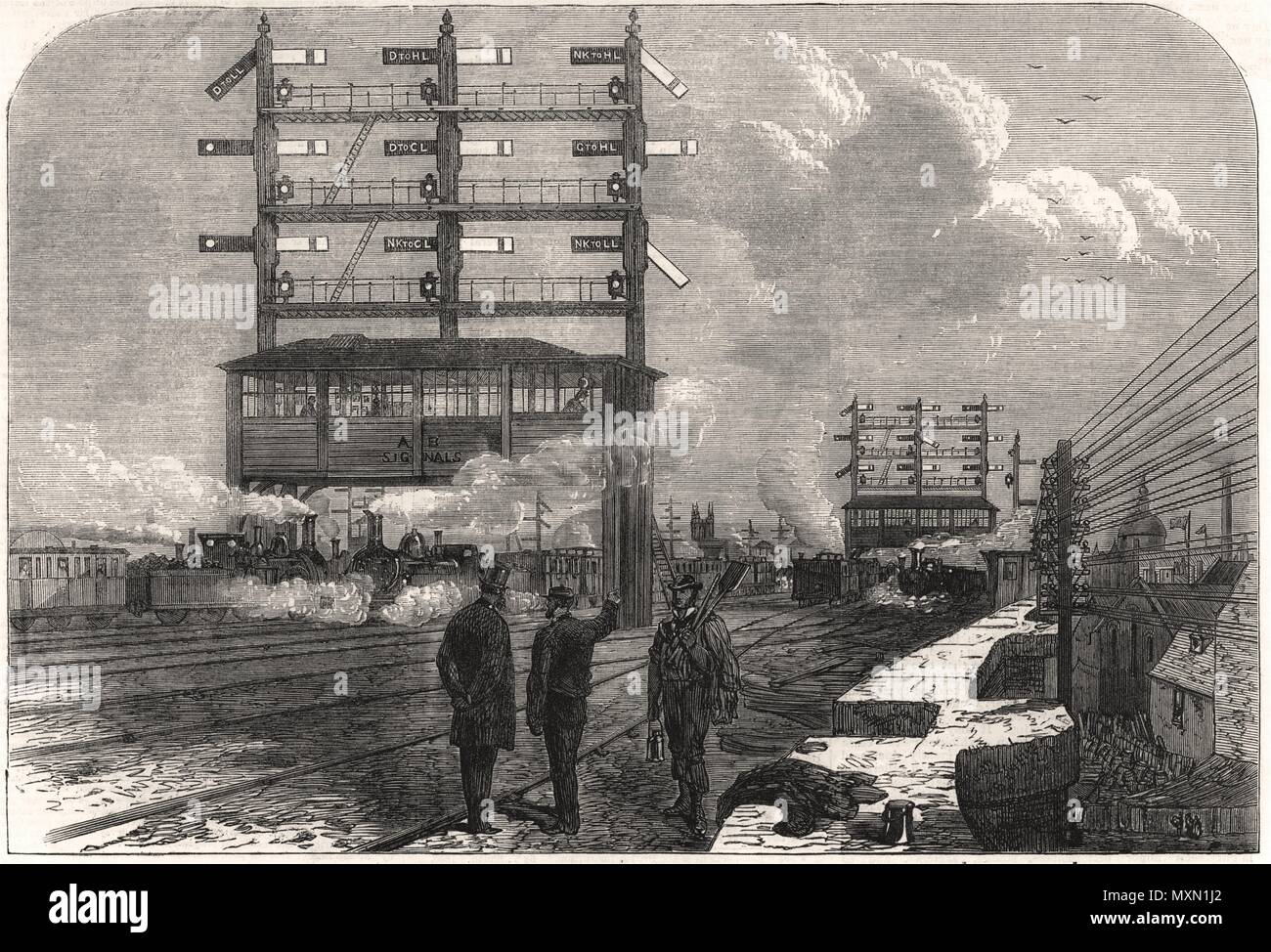 Le signal de chemin de fer du Sud-Est au London Bridge station 1866. L'Illustrated London News Banque D'Images
