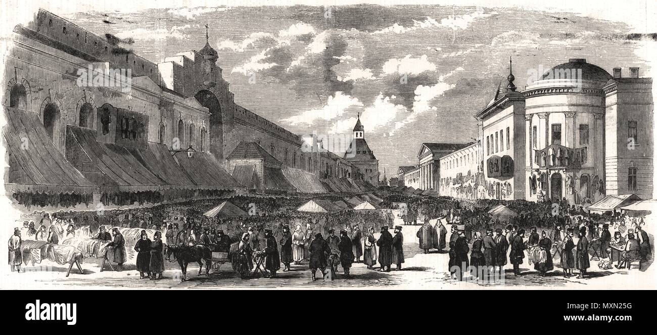 Marché d'occasion et de chiffon de Moscou, Moscou. La Russie 1856. L'Illustrated London News Banque D'Images