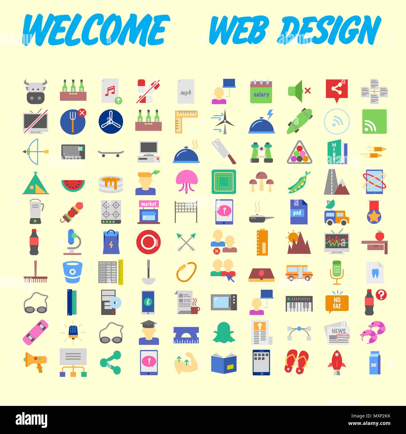 Ensemble de 100 icônes de l'éducation style plat, vector illustration Illustration de Vecteur