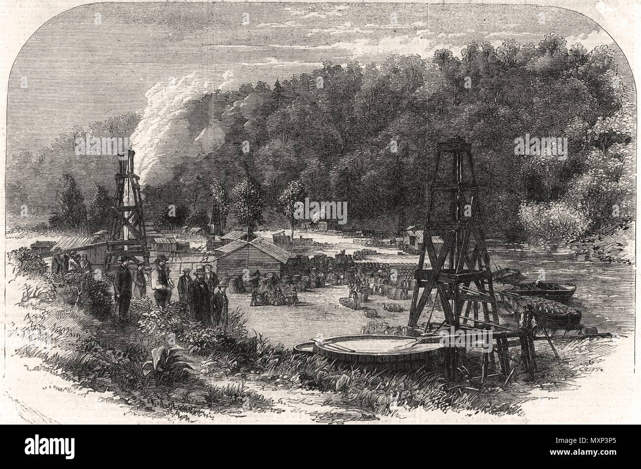 Tarr Farm, huile Creek, South Carolina, Venango Comté. Woodford Phillips 1862 Bien. L'Illustrated London News Banque D'Images