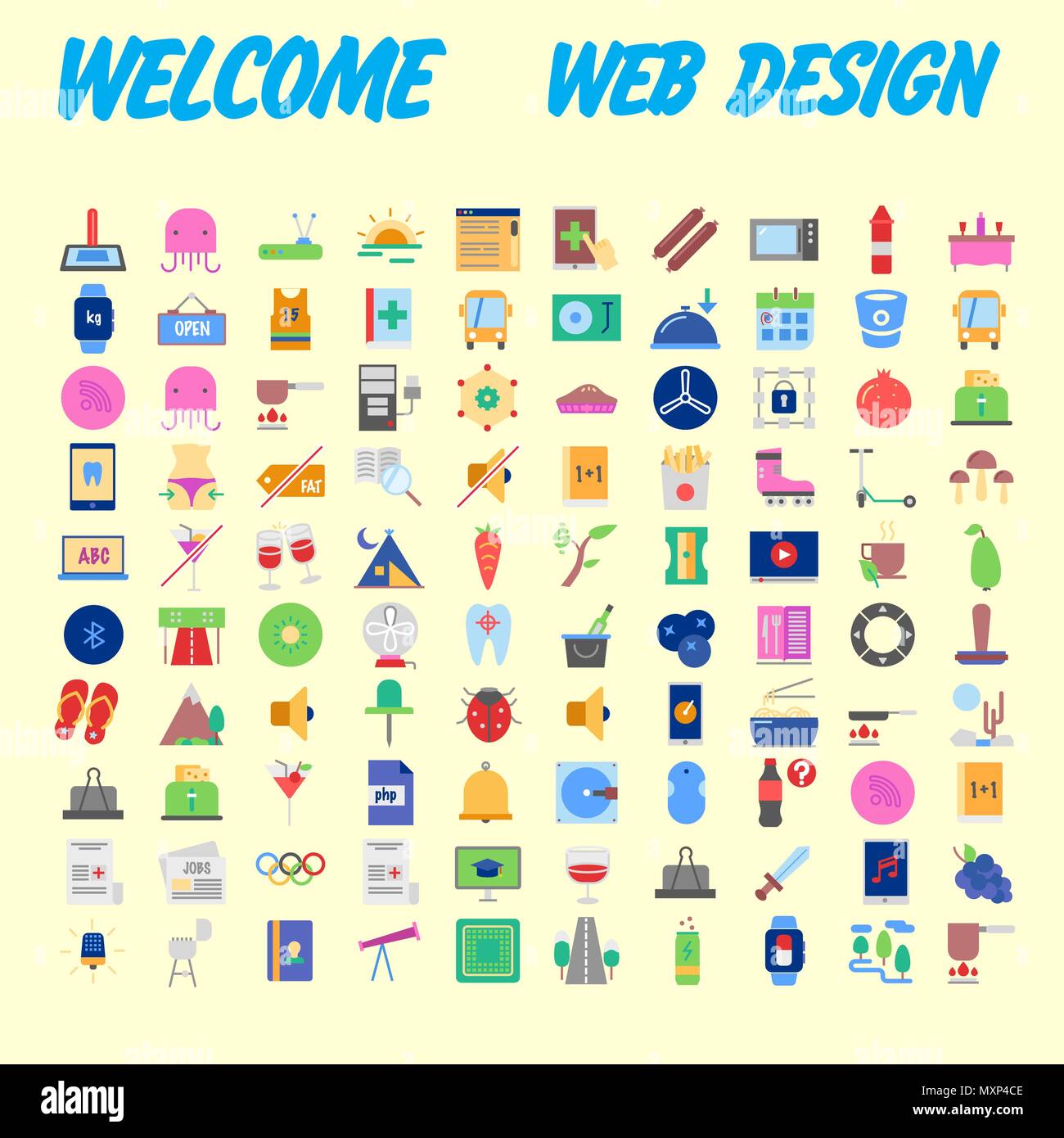 100 icon set. Mince et à la mode Icônes simples pour le Web et mobile. La version légère. Vector illustration Illustration de Vecteur