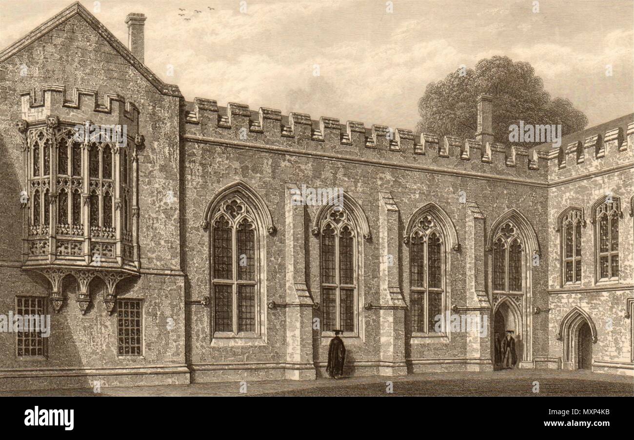 &C. Hall de Balliol College, à Oxford, par John Le Keux 1837 vieux ancien Banque D'Images