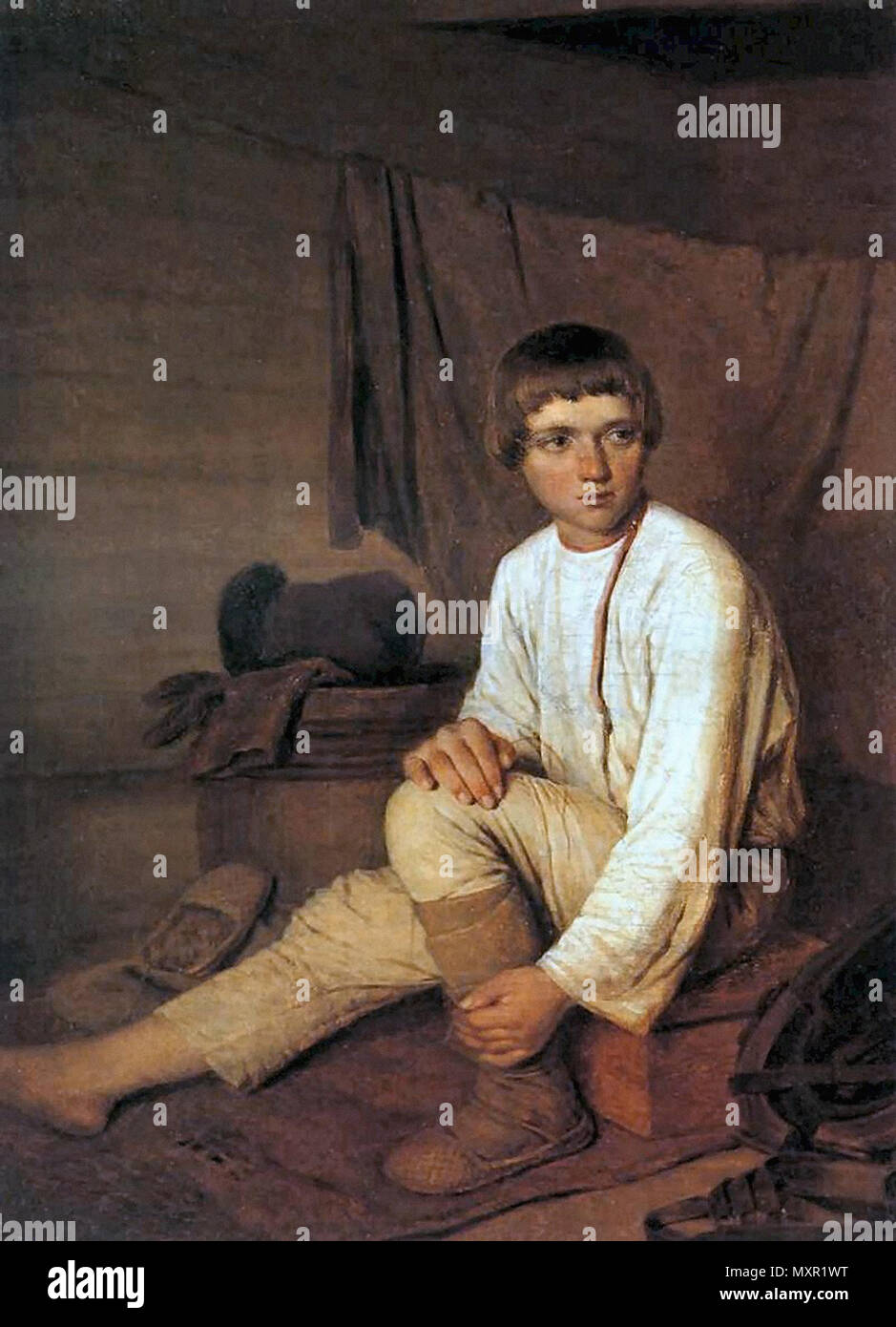 Alexeï Venetsianov - garçon paysan Banque D'Images