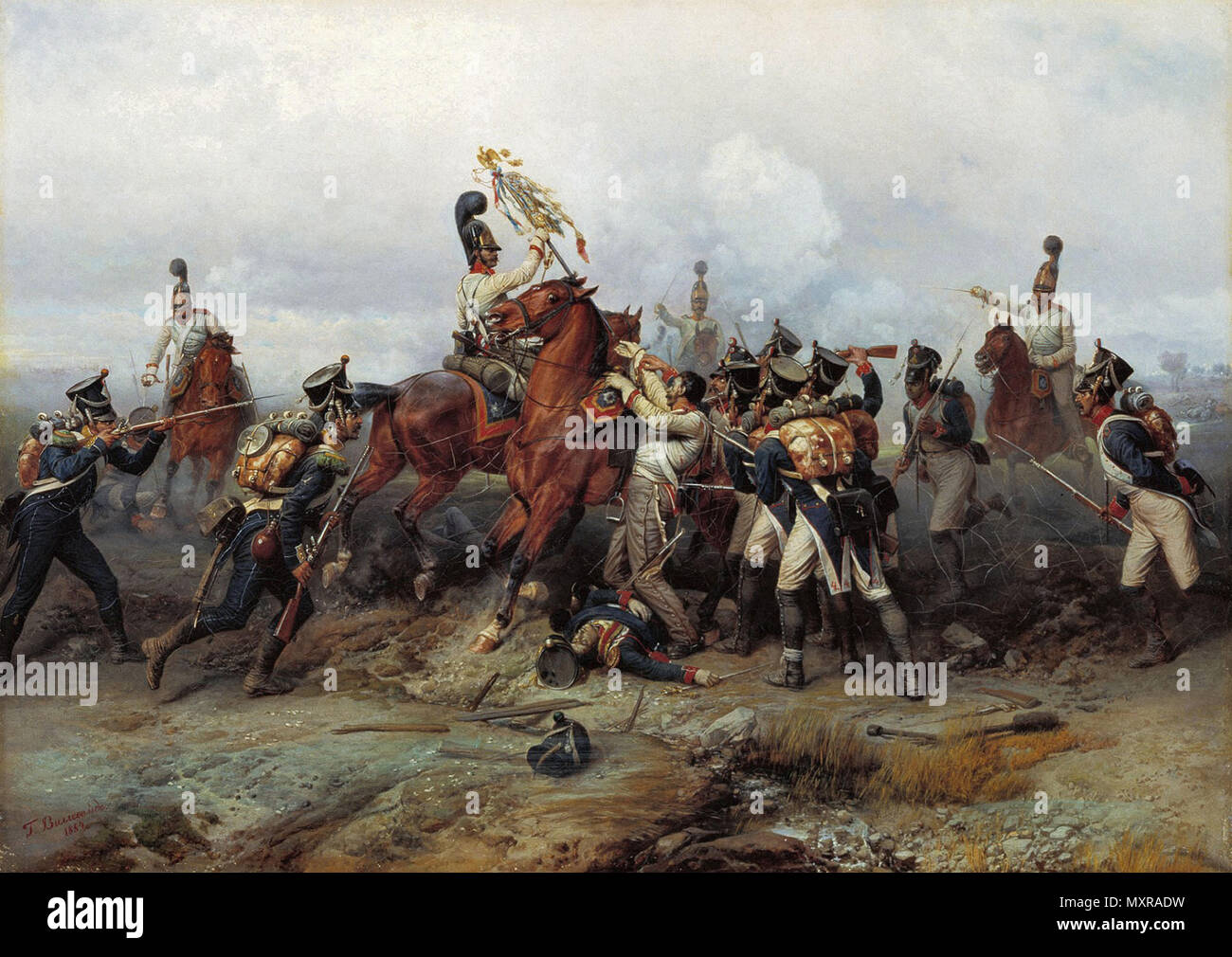 Bogdan Villevalde Pavlovitch - exploit de la Horse Regiment dans la bataille d'Austerlitz 1805 Banque D'Images