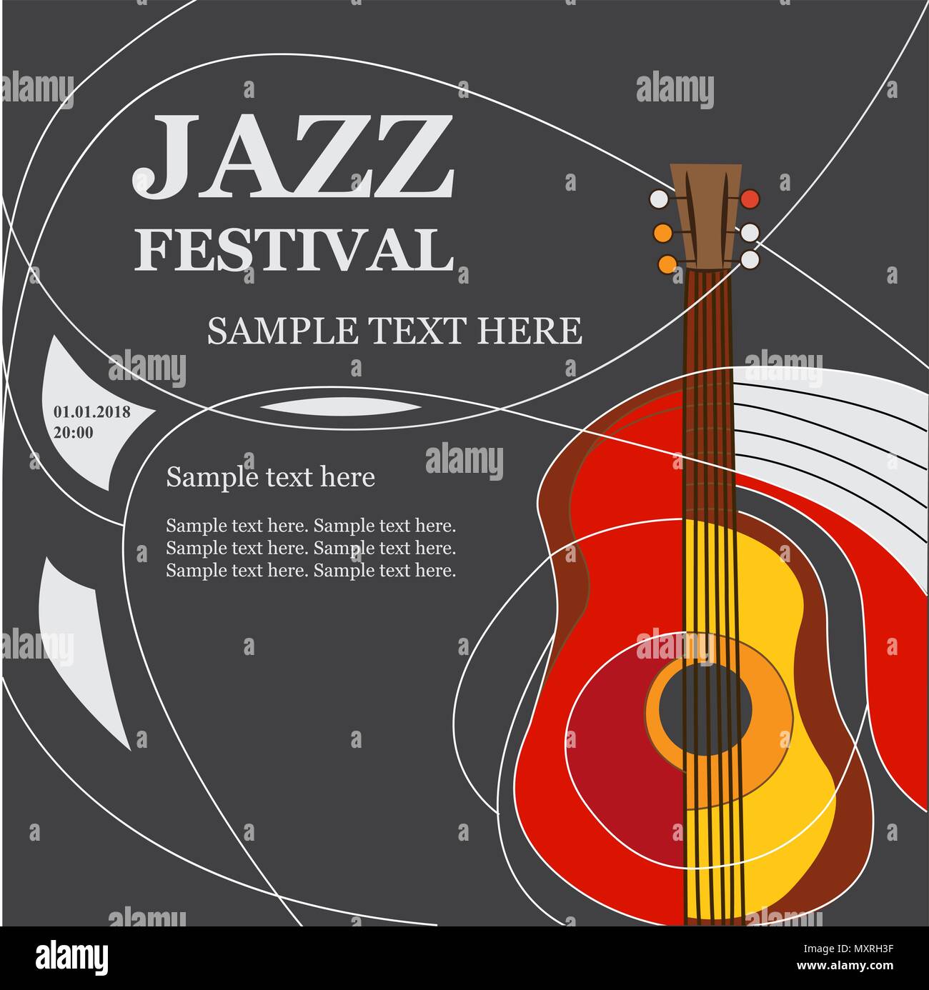 Template Design Poster avec guitare acoustique Image Vectorielle Stock -  Alamy