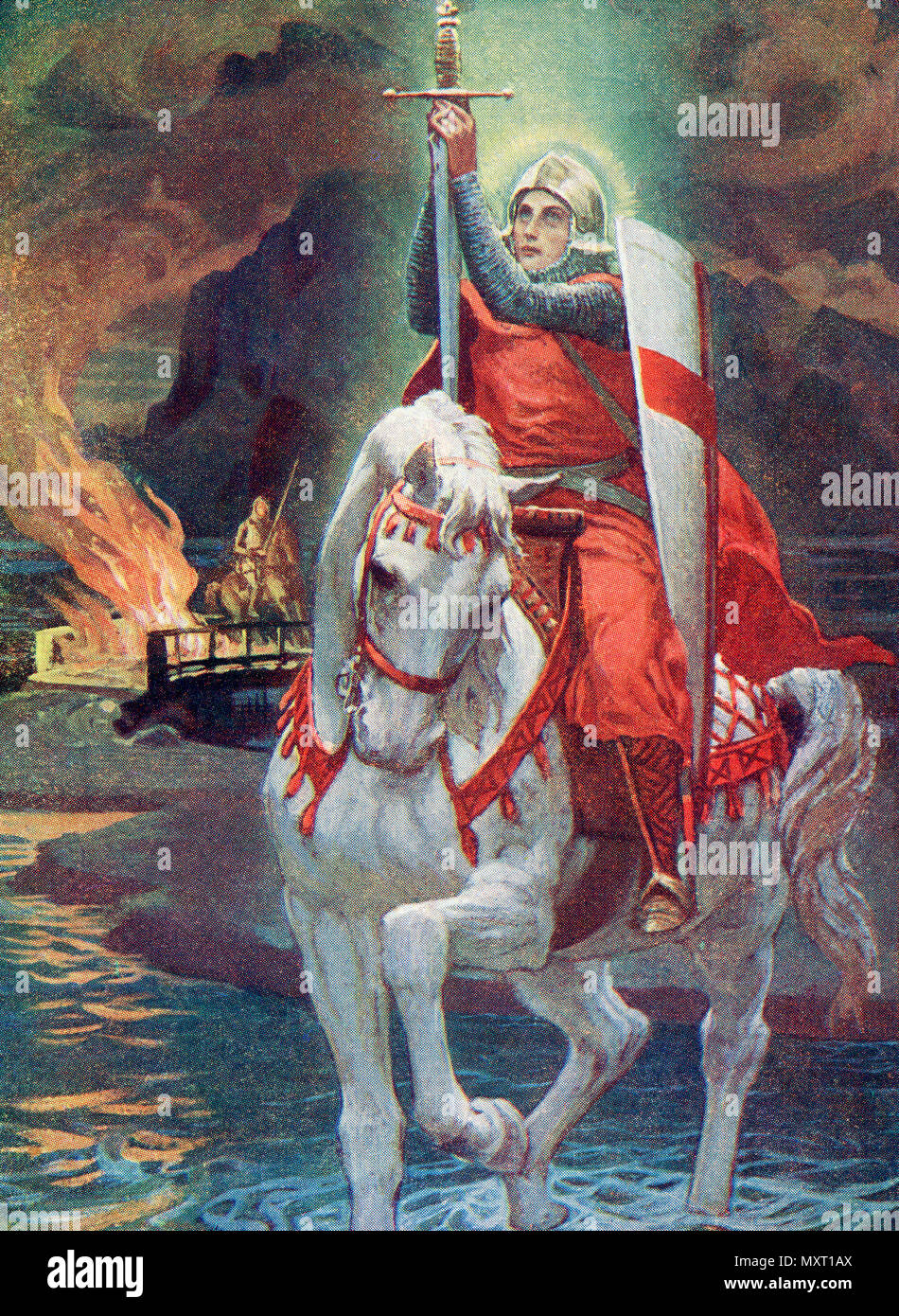 Un seul instant Percivale le vit se distinguent clairement comme une étoile. De Knights of the Grail : Lohengrin, Galahad publié en 1909. Banque D'Images