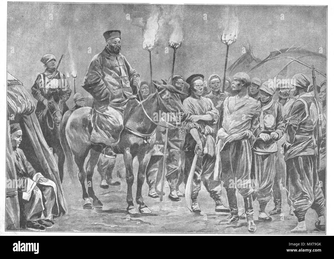 La Chine. La rébellion des boxeurs. Vintage engraved illustration. Publié dans la revue en 1900. Banque D'Images