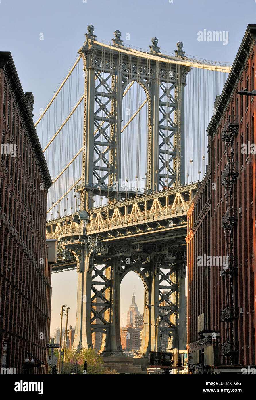 Pont de Manhattan vue depuis Brooklyn, NY Banque D'Images