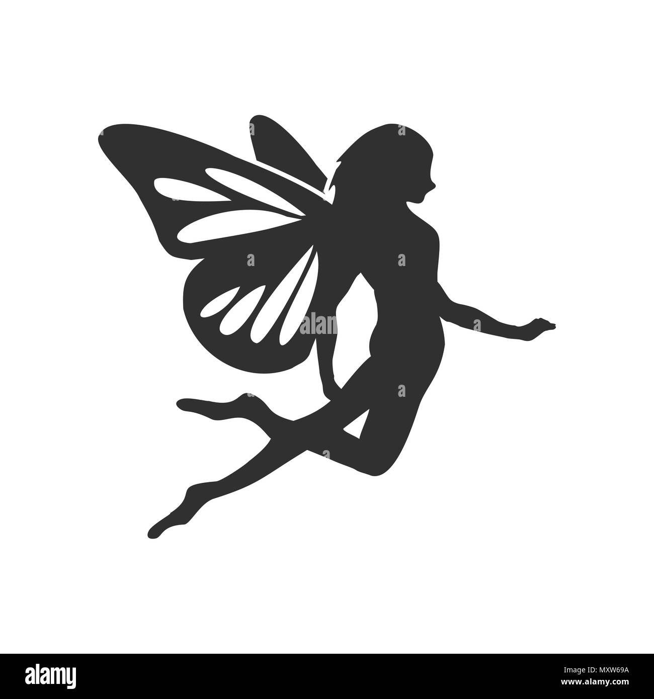 Flying Fairy Silhouette Graphique de caractère vectoriel Logo Design Illustration de Vecteur