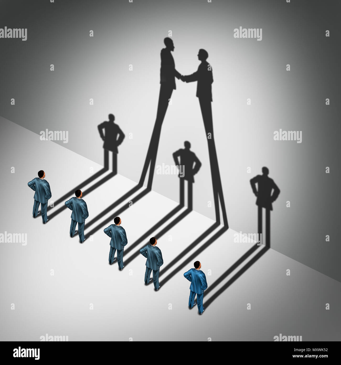 Connexion d'entreprise trouver un partenaire et de faire un deal comme l'ombre de gens d'affaires venant ensemble pour réussir. Banque D'Images