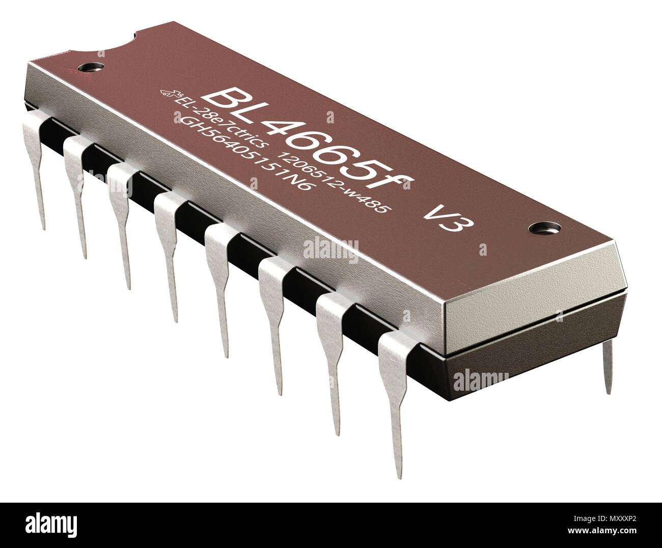 Circuit intégré ou micro puce et nouvelles technologies sur isolés. Banque D'Images