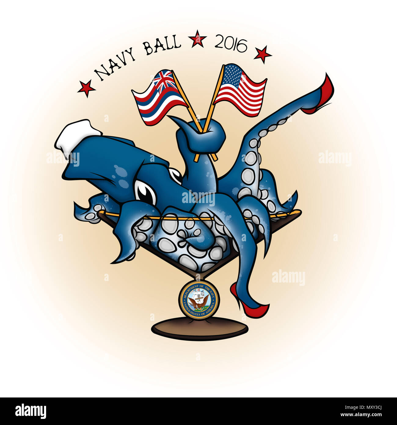 160821-N-GI544-001 Sailor Jerry parodie "pin-up" pour la conception de logo squid 2016 Bal de la Marine à Hawaii. (U.S. Graphique de la marine du Maître de 2e classe Laurie Dexter/libérés) Banque D'Images