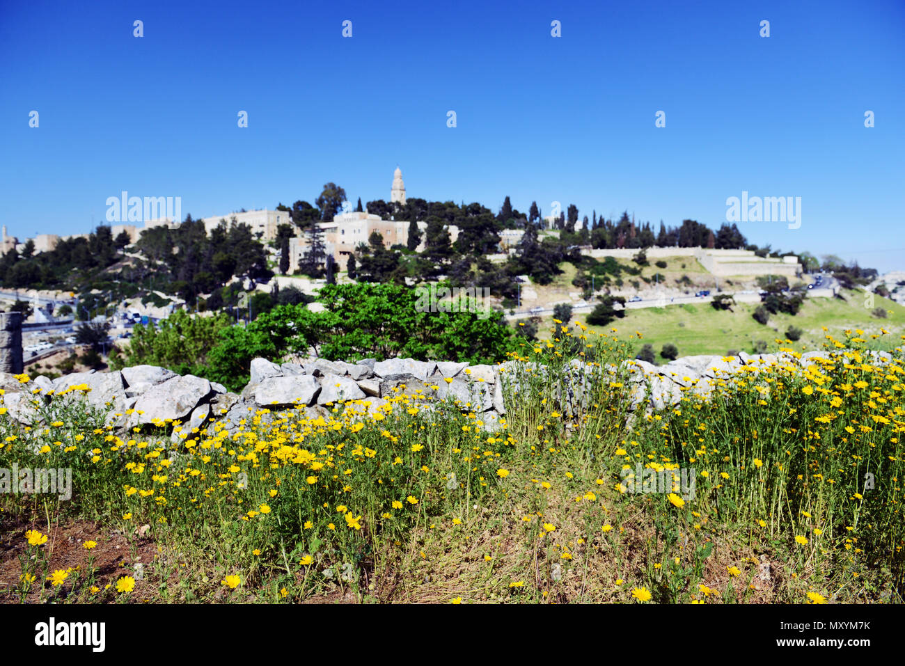 Vue sur le Mont Sion à Jérusalem. Banque D'Images
