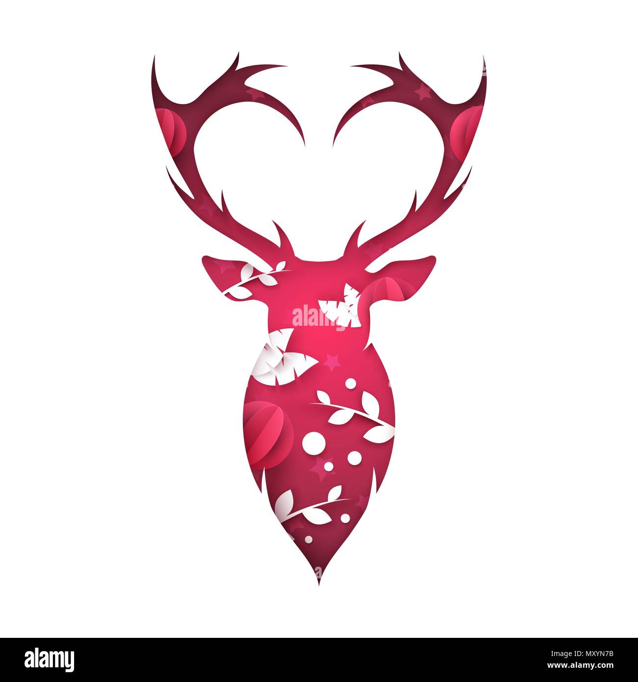 Illustration de cerfs. Papier dessin animé paysage. Illustration de Vecteur