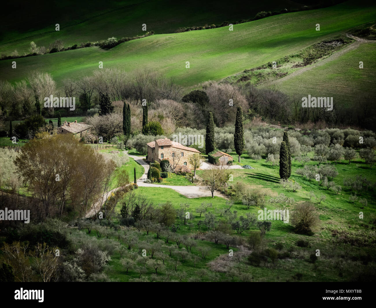 Vue panoramique sur les paysages de l'enceinte de Montepulciano, Italie Tuascany Banque D'Images