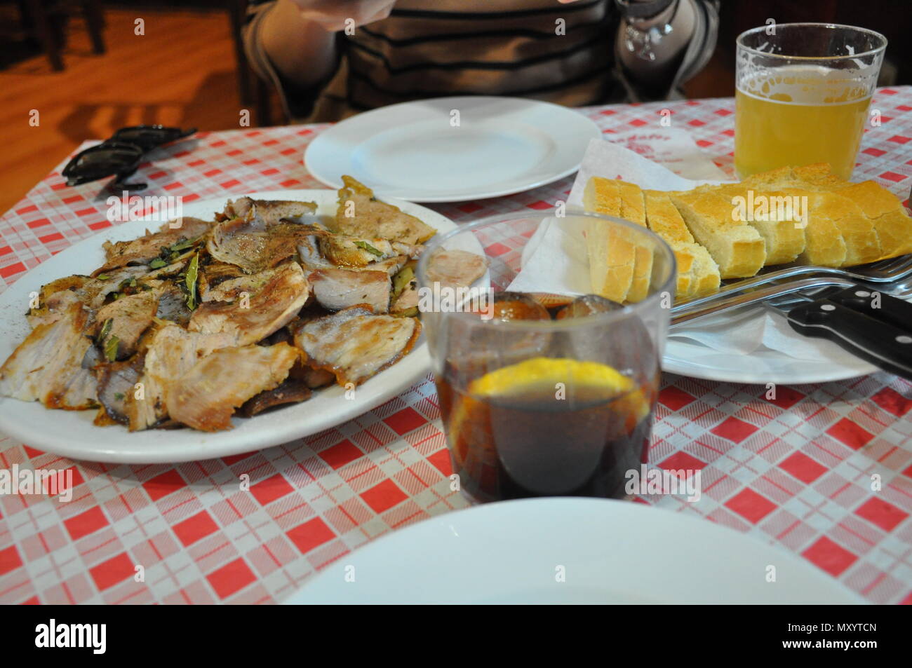 Carne asada, plat de porc grillé, Granada, Espagne Banque D'Images