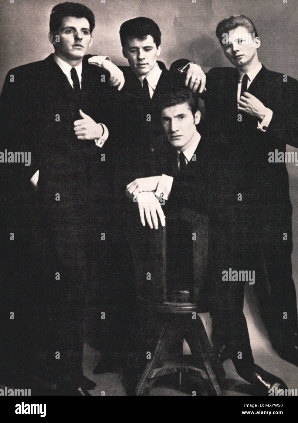 Début de l'image publicitaire du groupe pop les chercheurs, à partir de 1963 Banque D'Images