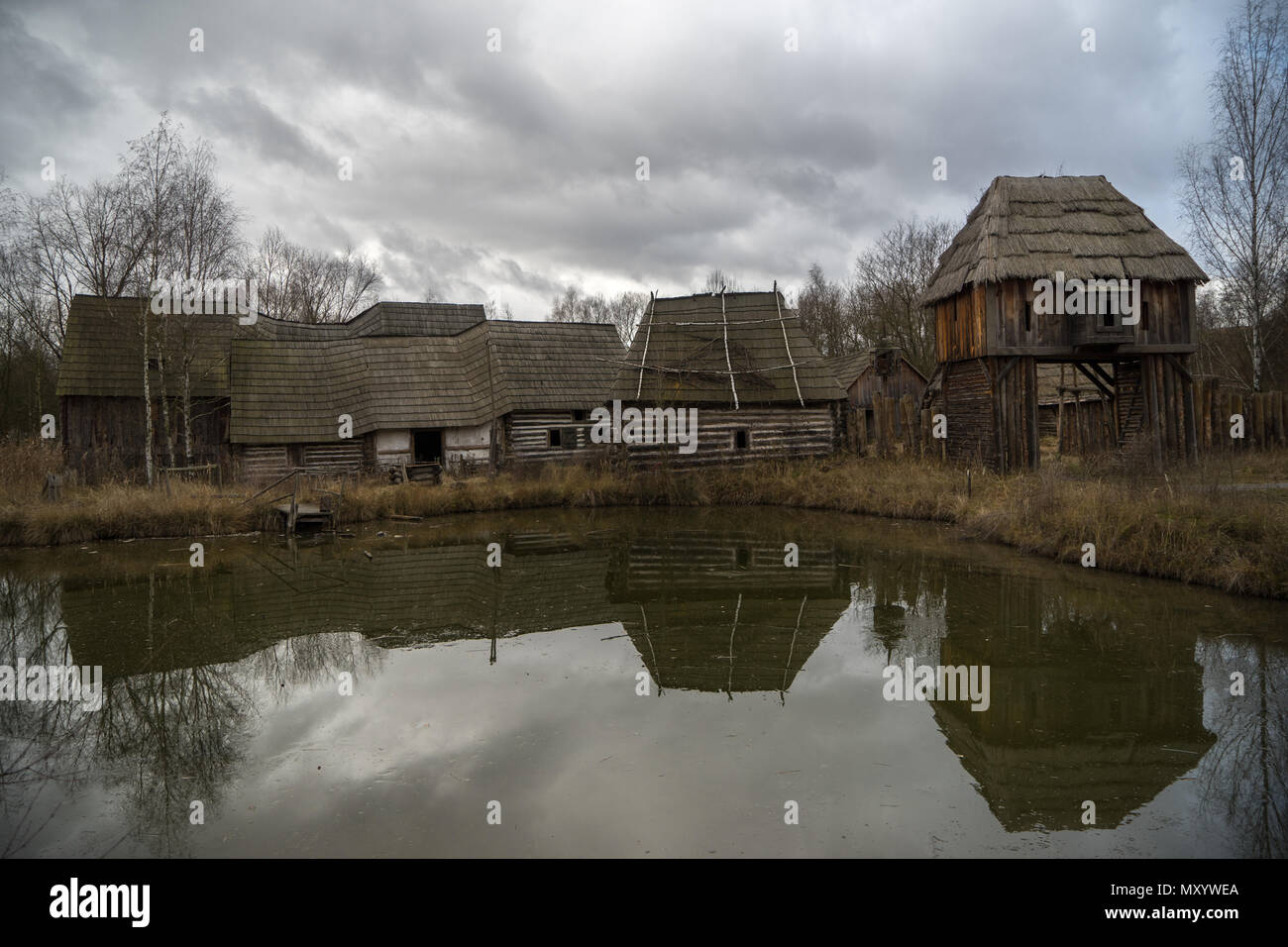 Village médiéval abandonné, Prague, République tchèque. Banque D'Images