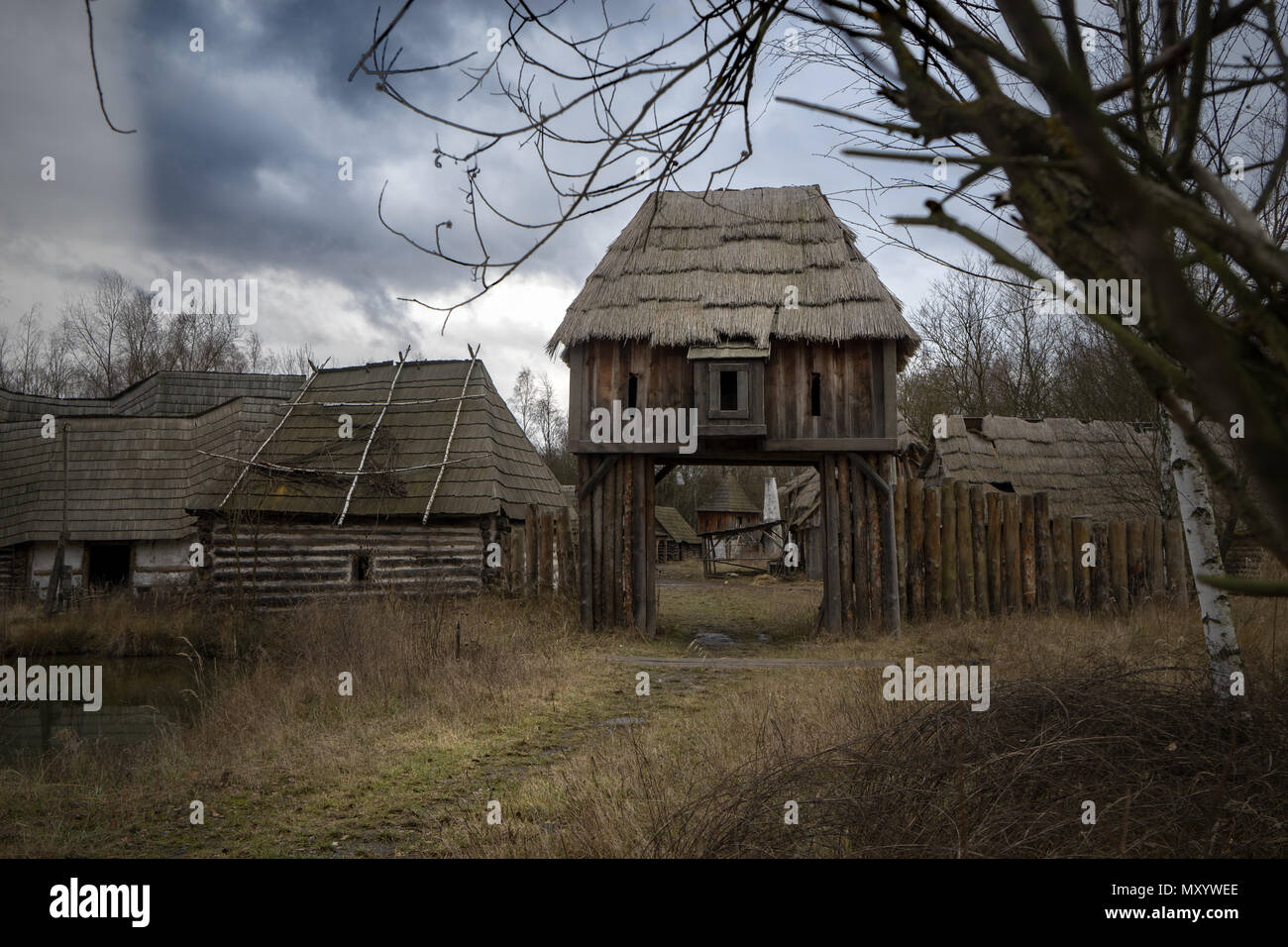 Village médiéval abandonné, Prague, République tchèque. Banque D'Images