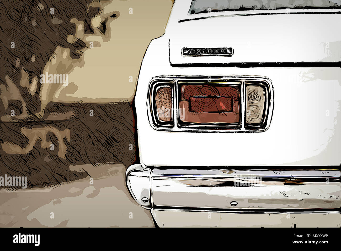 Illustration de l'éclairage d'une vieille voiture. vintagr Vous pouvez aussi voir un peu de l'agrégation. Banque D'Images