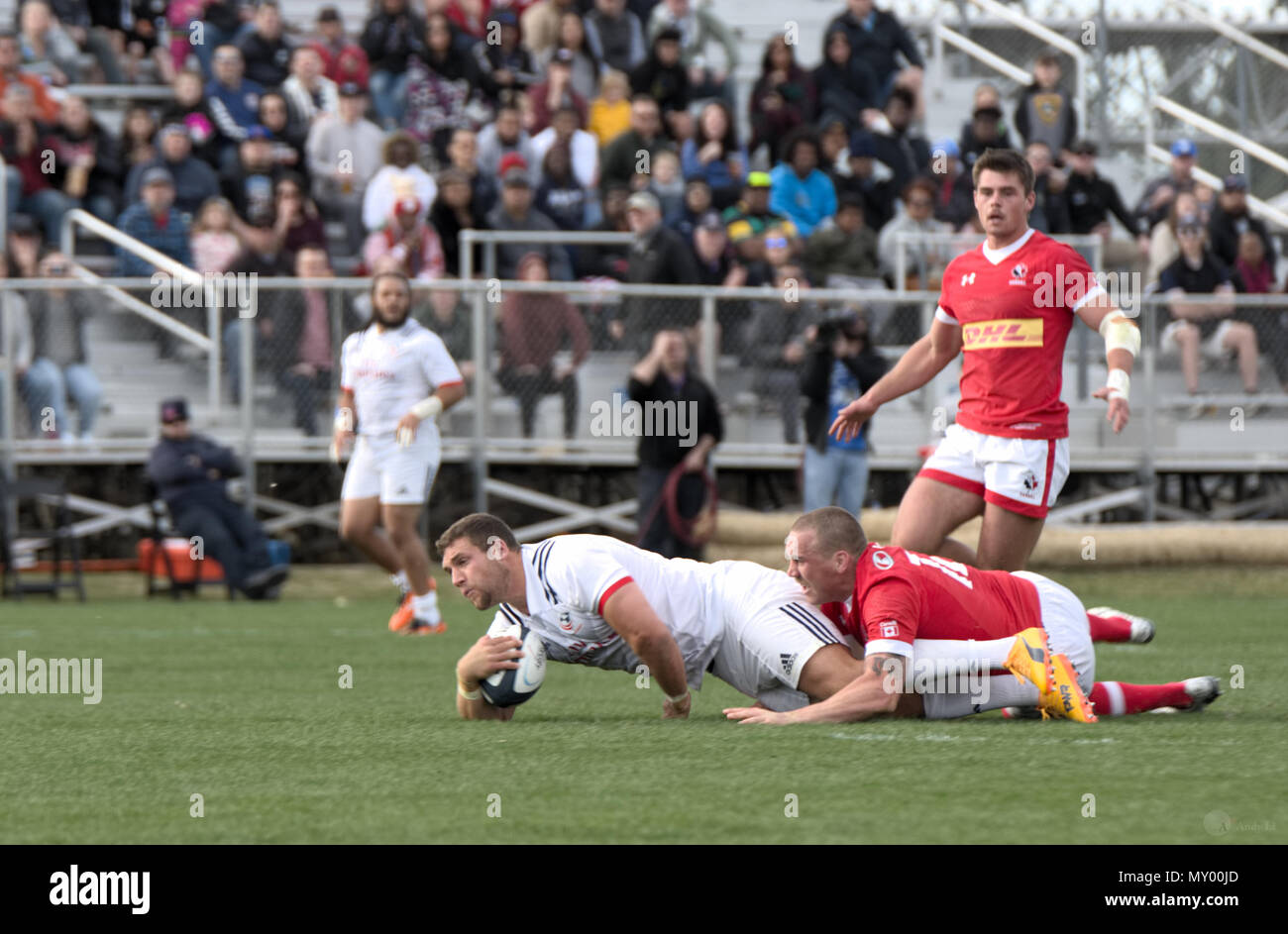 Sacramento, USA February 10th, 2018. Championnat masculin Rugby USA vs Canada correspondent à la Men's USA Rugby Match de championnat contre le Canada à Papa Murphy par Banque D'Images