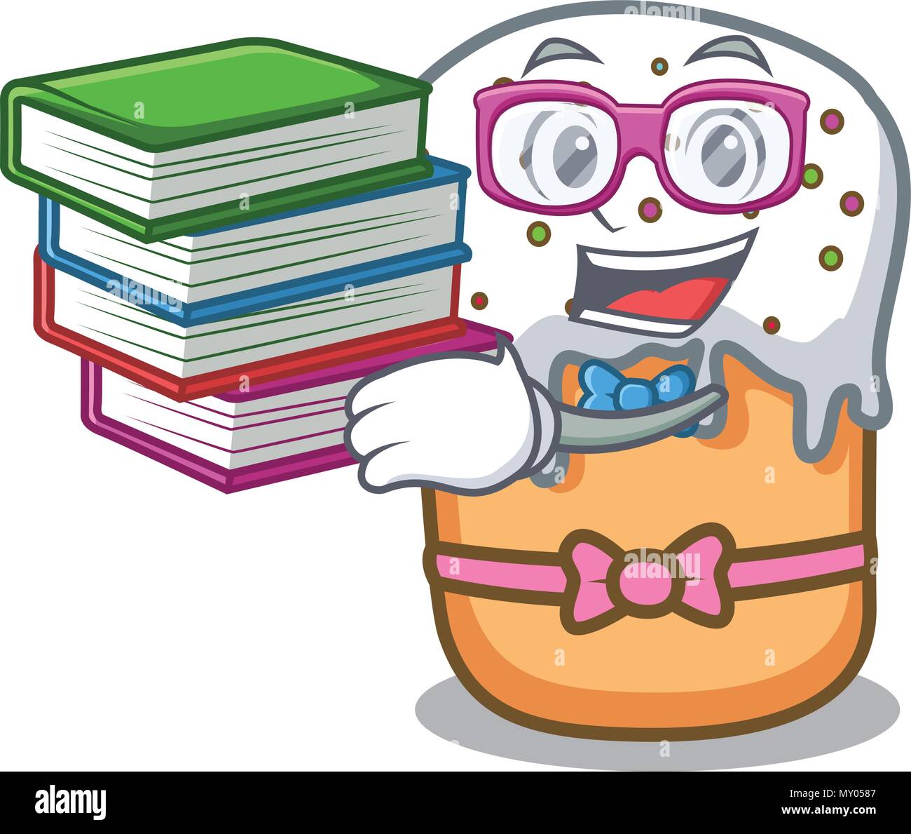 Gâteau de pâques livre étudiant avec mascot cartoon Illustration de Vecteur