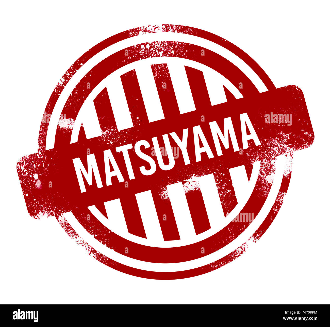 Matsuyama - bouton rouge grunge, stamp Banque D'Images
