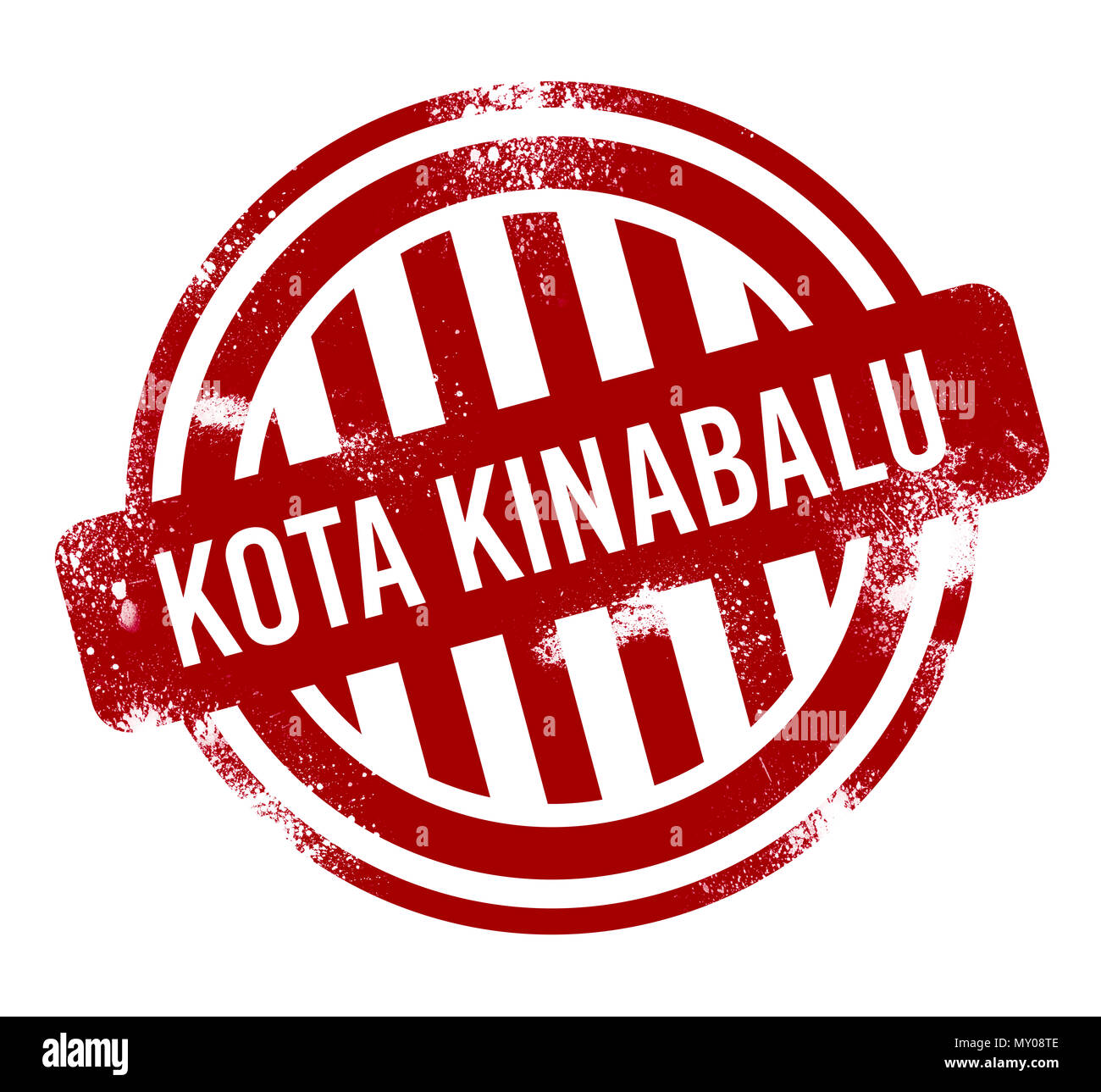 Kota Kinabalu - grunge stamp, bouton rouge Banque D'Images