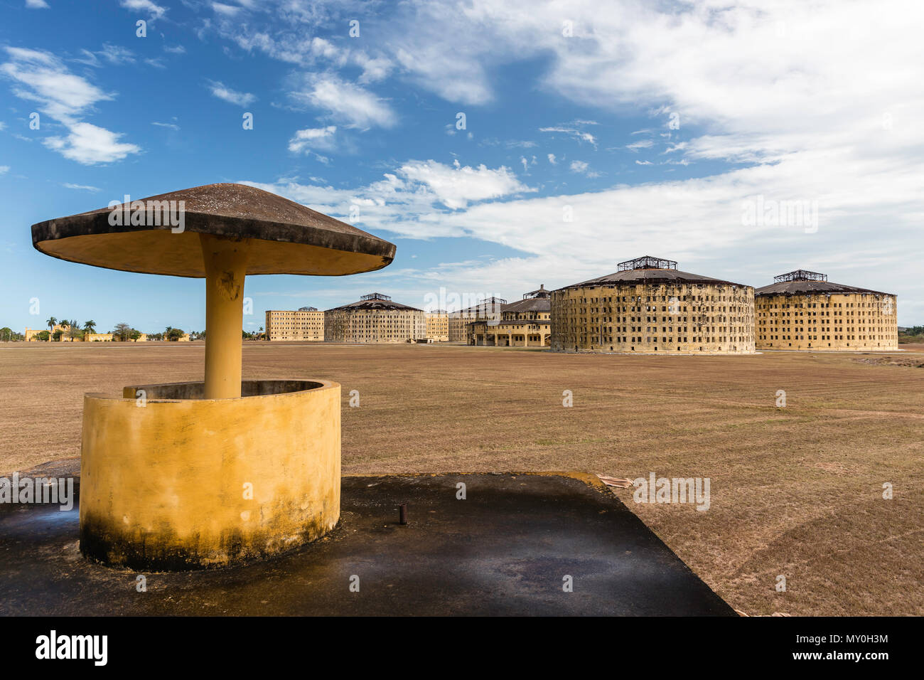 Vue extérieure du Presidio Modelo, prison modèle, construit à la fin des années 1920, sur l'Isla de la Juventud, Cuba Banque D'Images