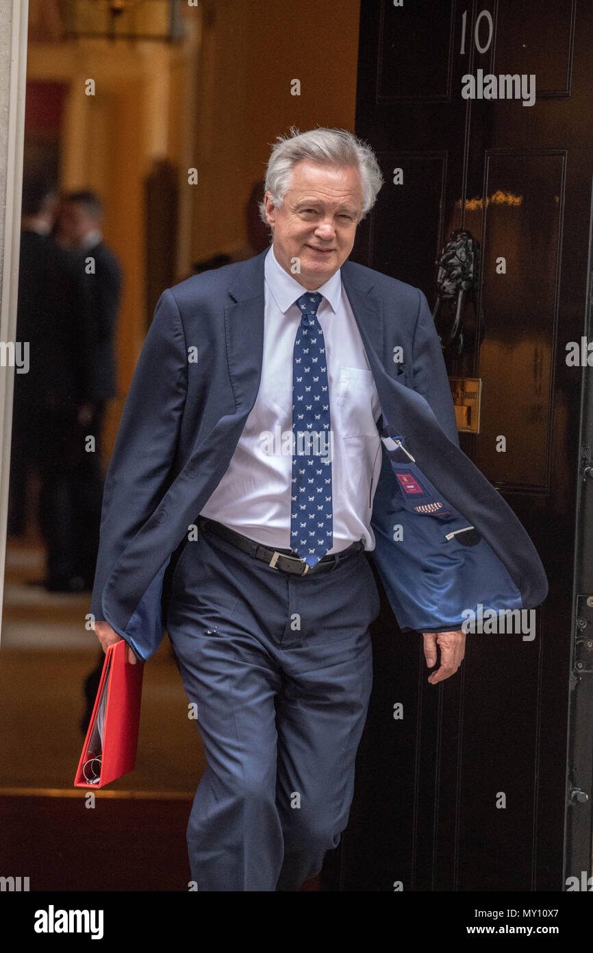 Londres, Royaume-Uni. 5 juin 2018, David Davis, Secrétaire, Brexit, feuilles réunion du Cabinet au 10 Downing Street, Londres, Royaume-Uni. Ian Davidson Crédit/Alamy Live News Banque D'Images