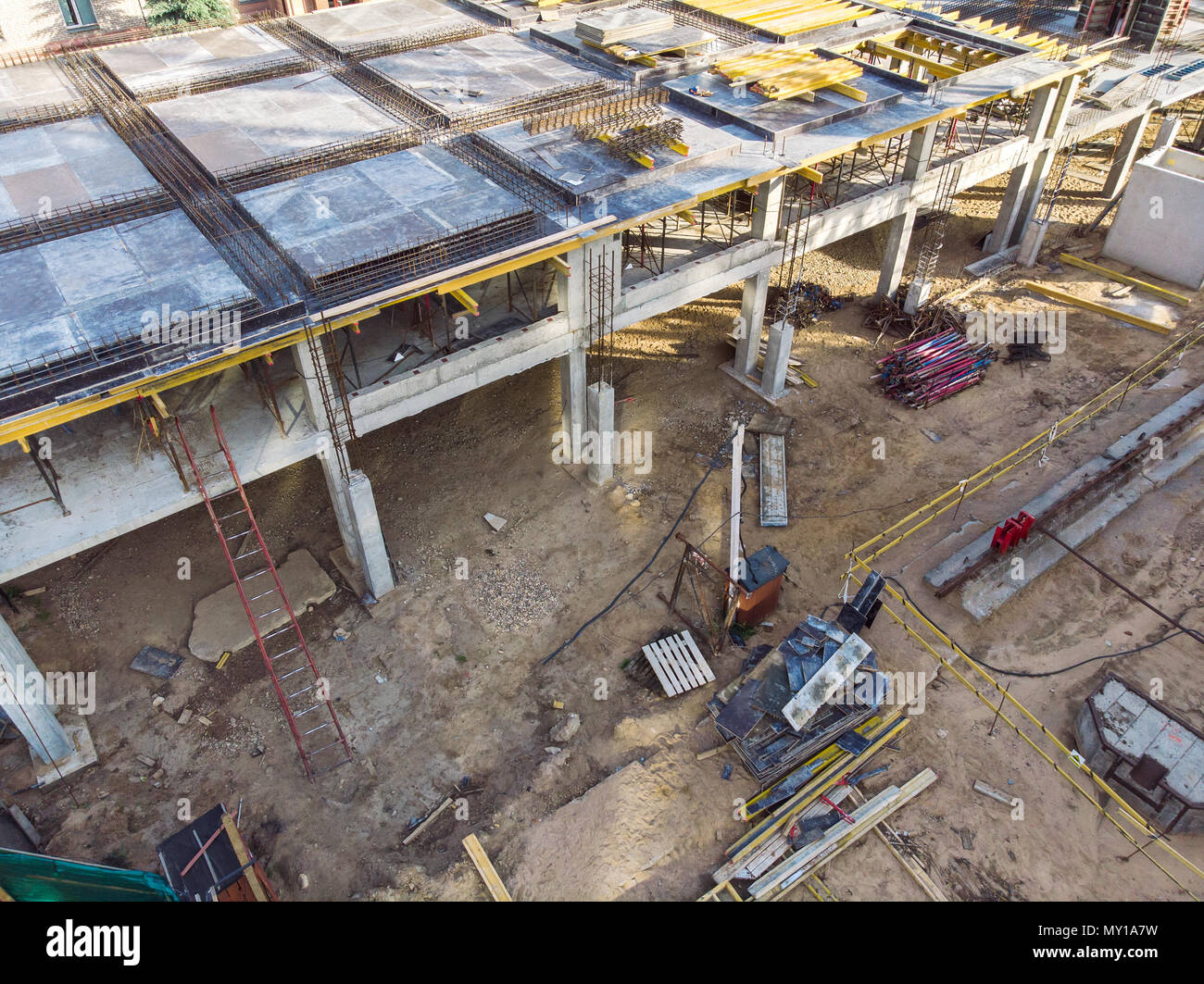 Nouvel immeuble résidentiel en construction. construction site Vue d'en haut Banque D'Images