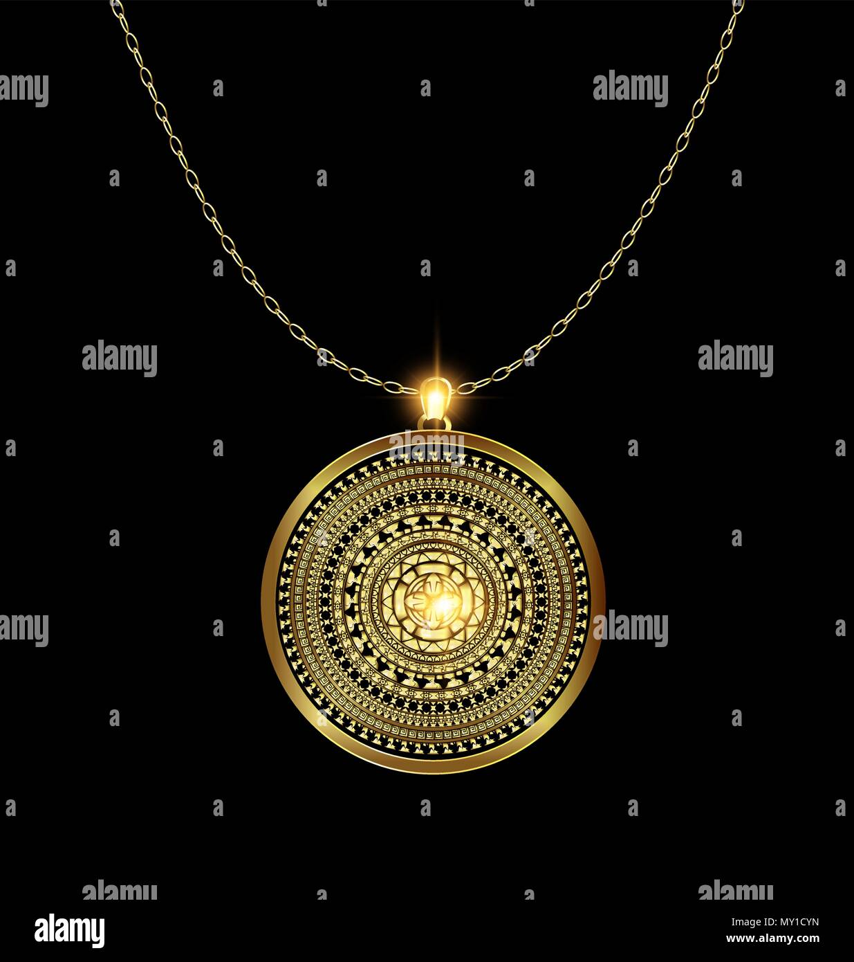 Médaille pendentif or Illustration de Vecteur