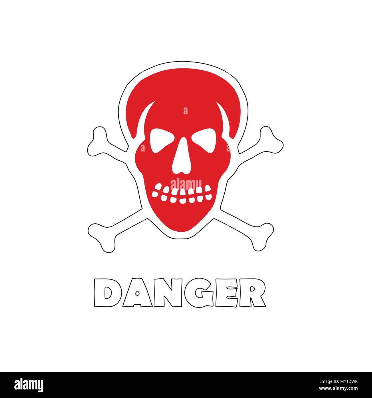 Stamp illustration texte danger et du crâne le bouton-icône, vector Illustration de Vecteur