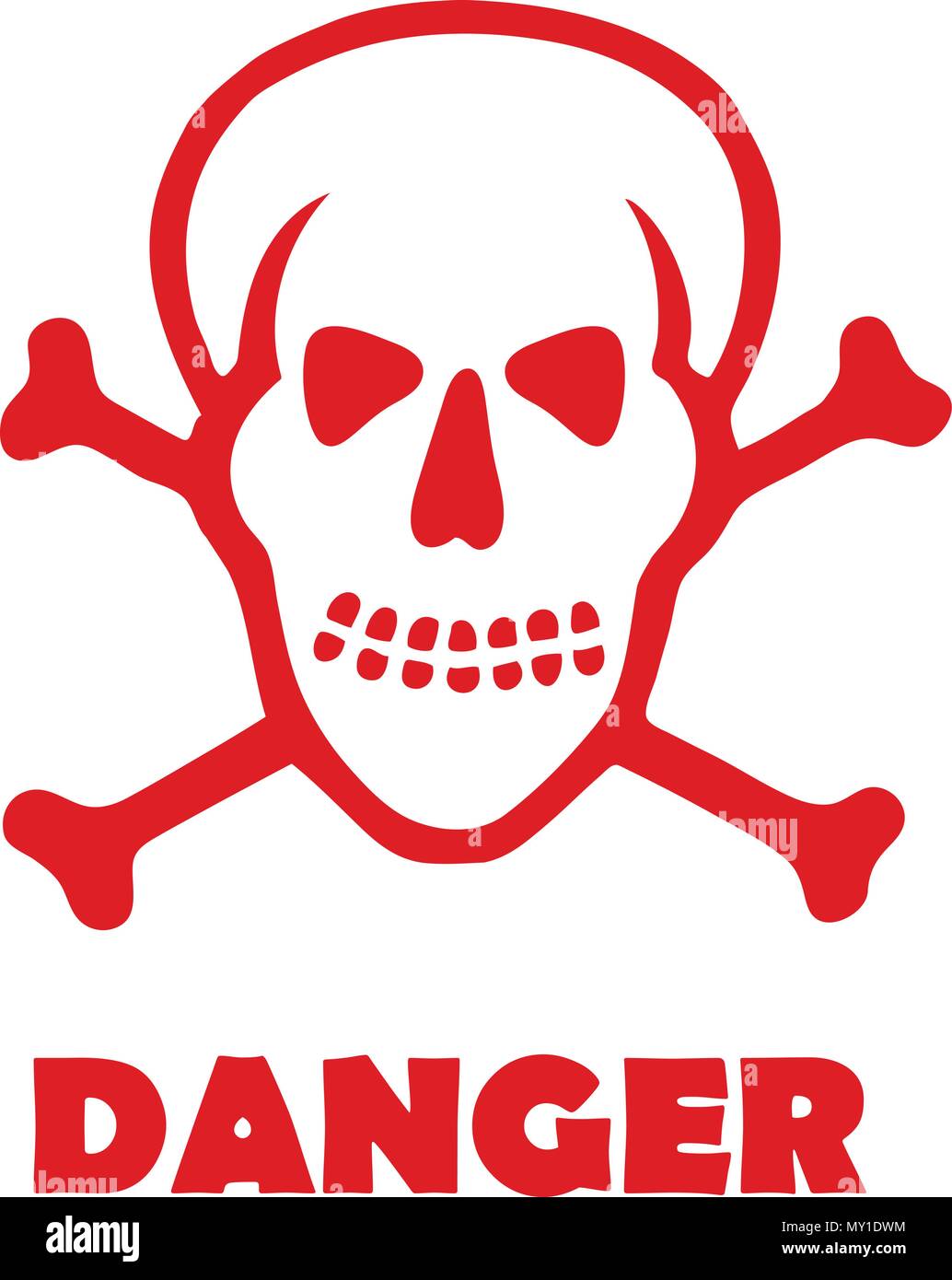 Stamp illustration texte danger et du crâne le bouton-icône, vector Illustration de Vecteur