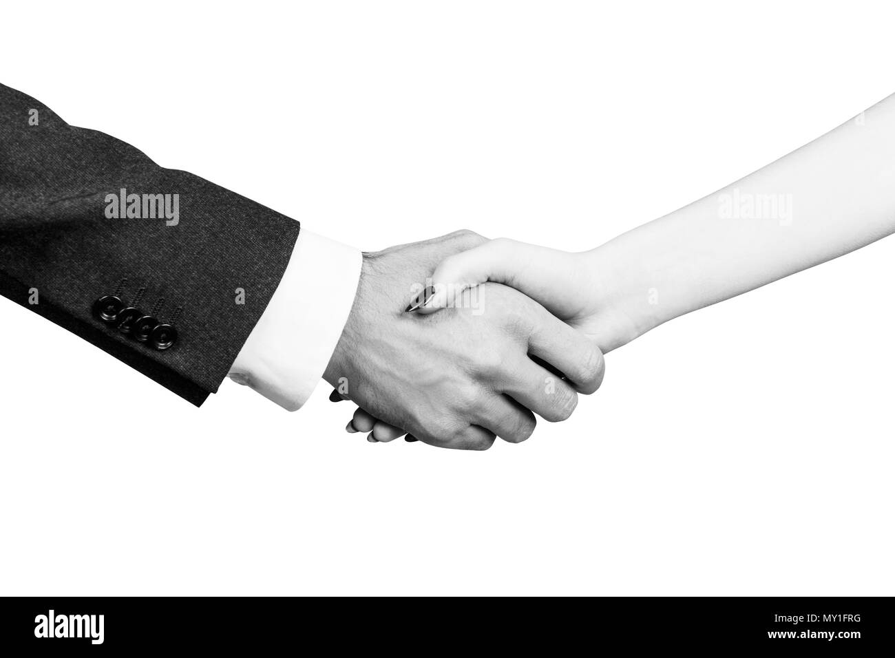 Businessman with woman shaking hands. Banque D'Images