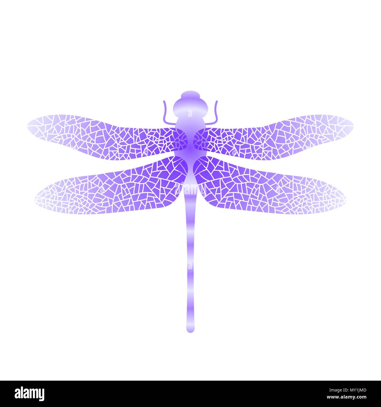 Stilized bleu libellule. Conception de logo d'insectes. Aeschna Viridls Illustration de Vecteur