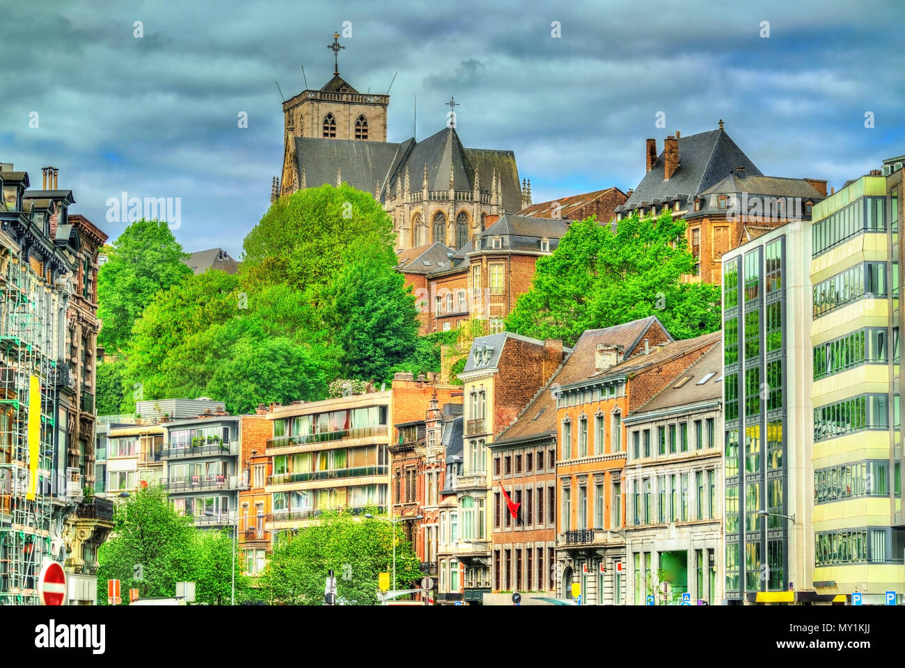 Bâtiments typiques dans le centre-ville de Liège, Belgique Banque D'Images